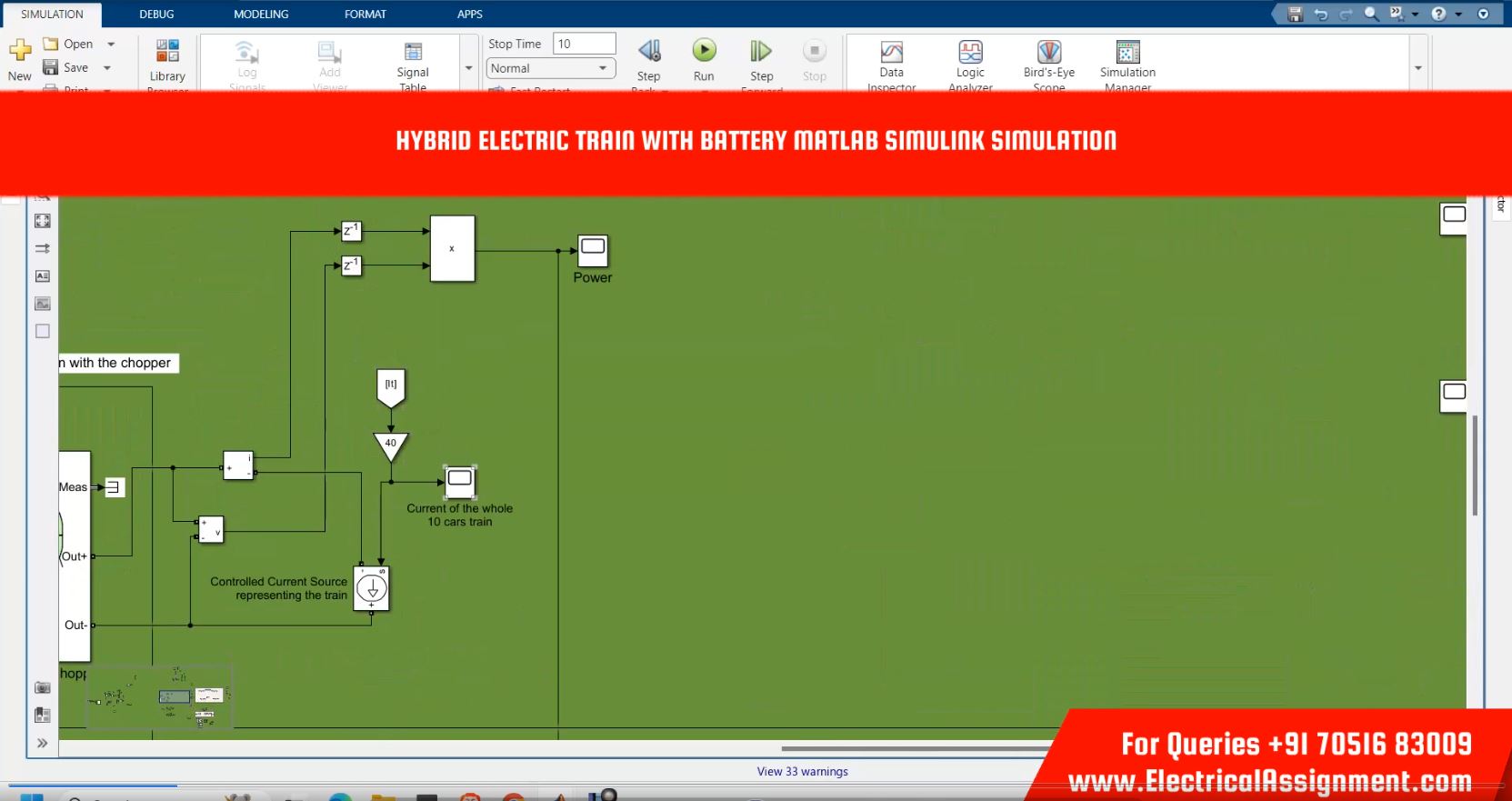 Hybrid Electric Train With Battery MATLAB Simulink Simulation simulation project image