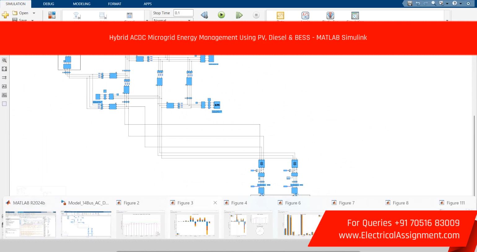 Hybrid ACDC Microgrid Energy Management Using PV, Diesel & BESS - MATLAB Simulink simulation project image