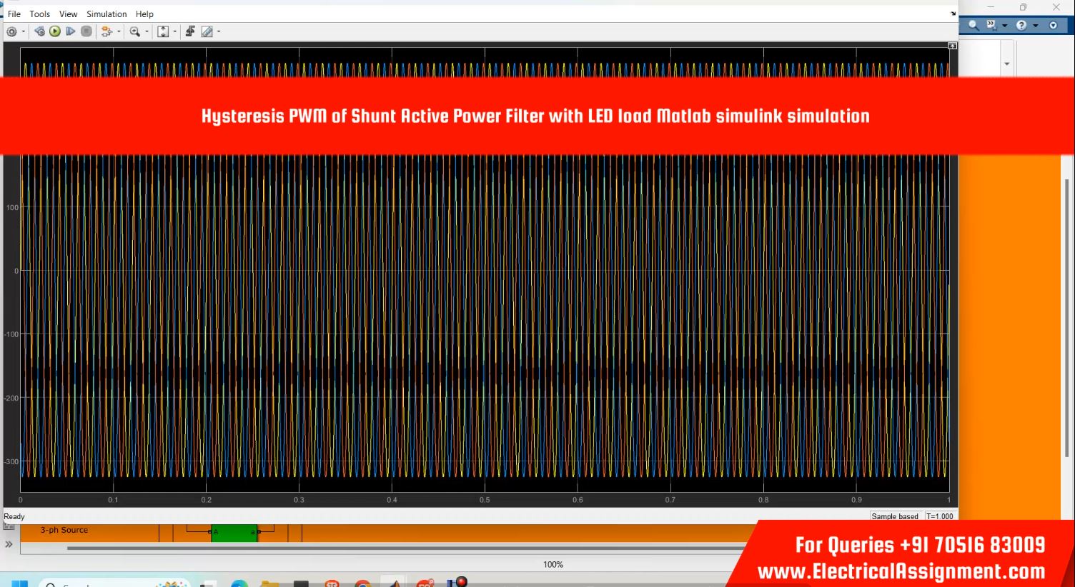 Hysteresis PWM of Shunt Active Power Filter with LED load MATLAB simulink simulation simulation project image