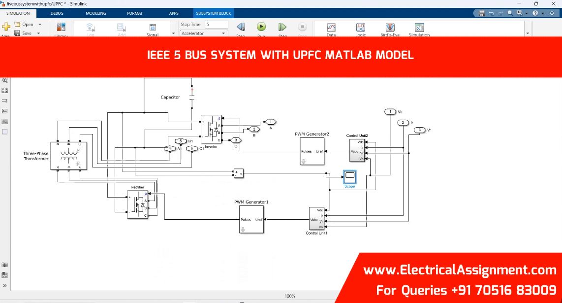 IEEE 5 Bus System With Upfc MATLAB Model simulation project image