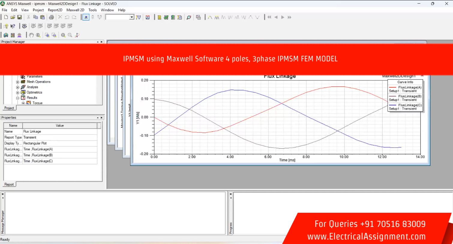 IPMSM using Maxwell Software 4 poles, 3phase IPMSM FEM MODEL simulation project image