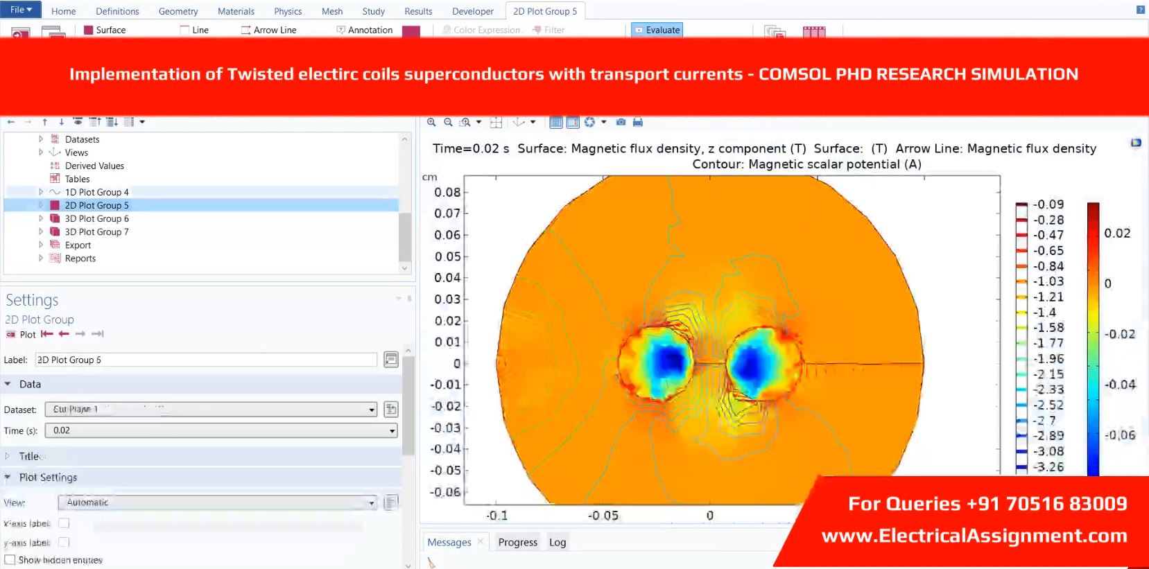 Implementation of Twisted electirc coils superconductors with transport currents - COMSOL PHD RESEARCH SIMULATION simulation project image