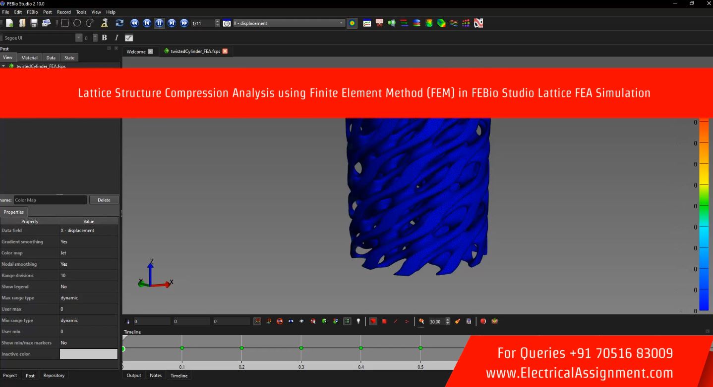 Lattice Structure Compression Analysis using Finite Element Method (FEM) in FEBio Studio Lattice FEA Simulation simulation project image
