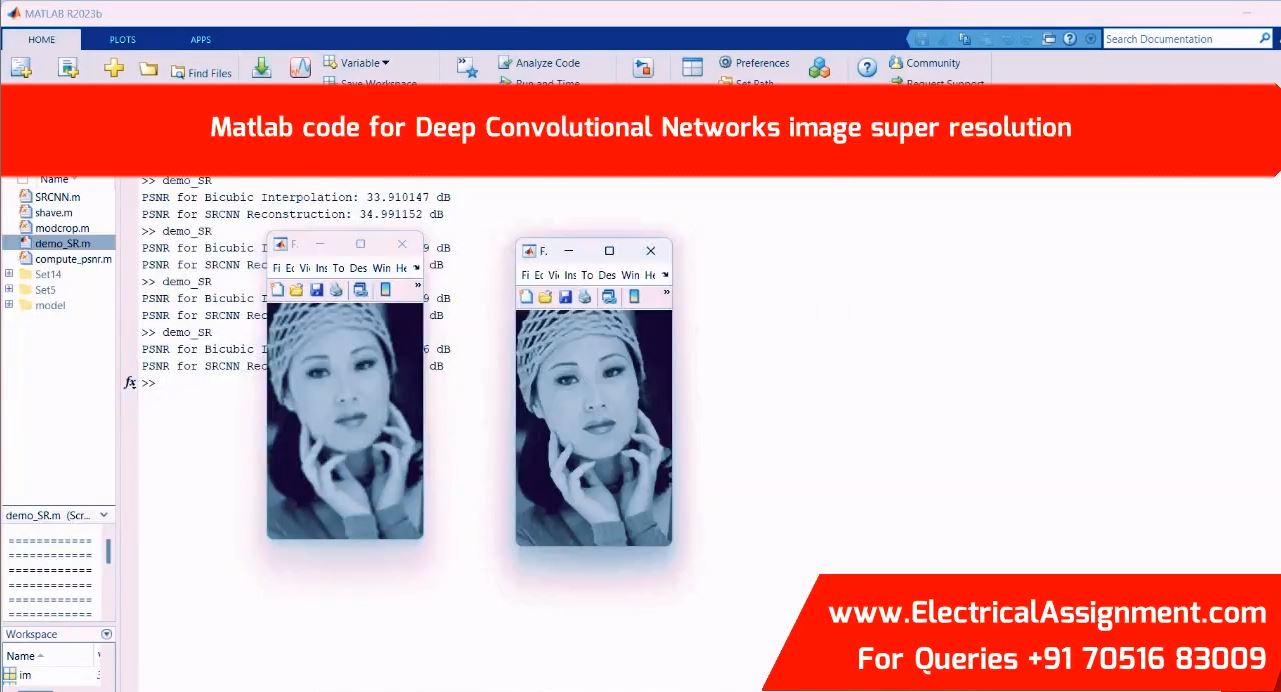 MATLAB code for Deep Convolutional Networks image super resolution simulation project image