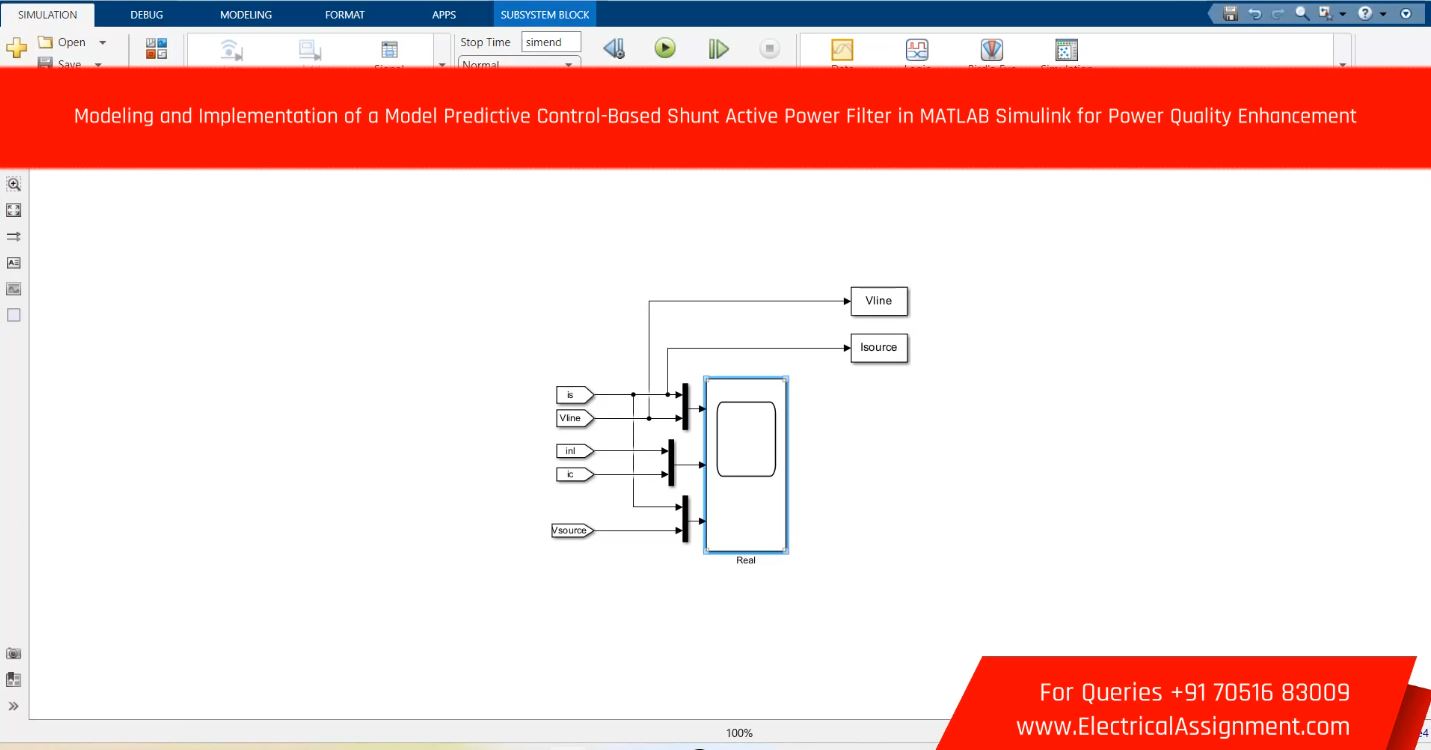 Modeling and Implementation of a Model Predictive Control-Based Shunt Active Power Filter in MATLAB Simulink for Power Quality Enhancement simulation project image