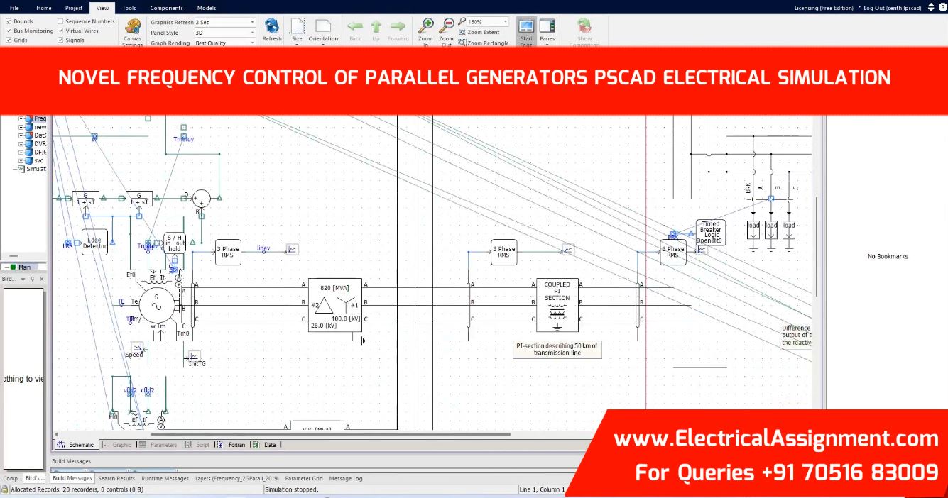 Novel Frequency Control Of Parallel Generators PSCAD Electrical Simulation simulation project image
