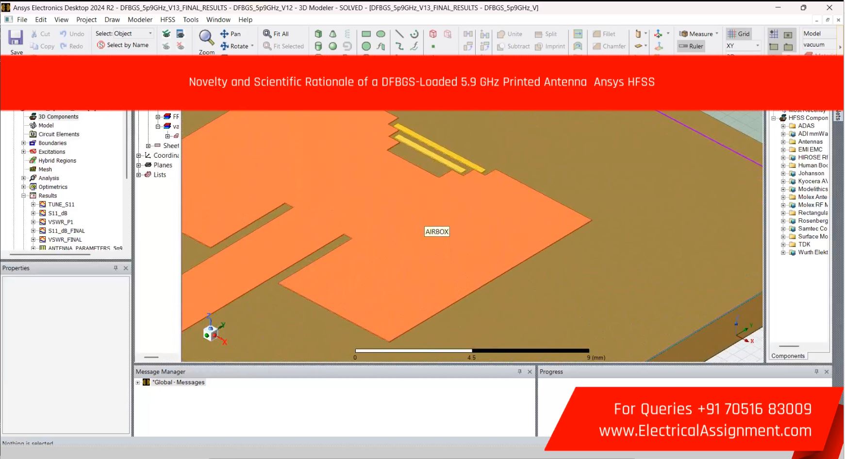 Novelty and Scientific Rationale of a DFBGS-Loaded 5.9 GHz Printed Antenna ANSYS HFSS simulation project image