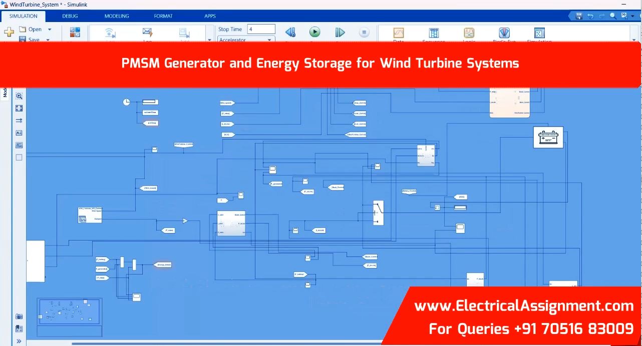 PMSM Generator and Energy Storage for Wind Turbine Systems simulation project image