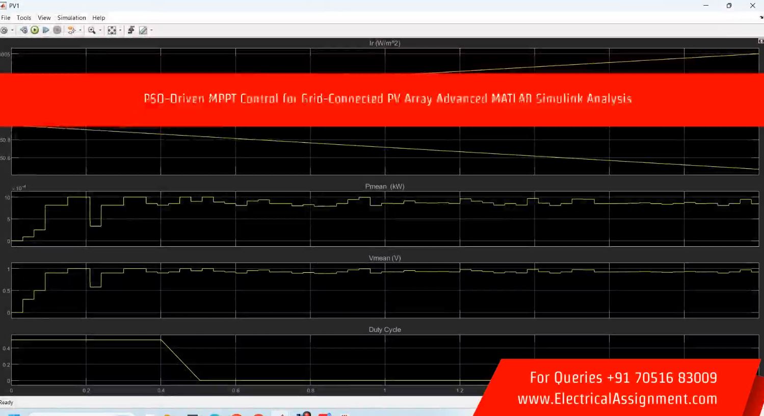 PSO-Driven MPPT Control for Grid-Connected PV Array Advanced MATLAB Simulink Analysis simulation project image
