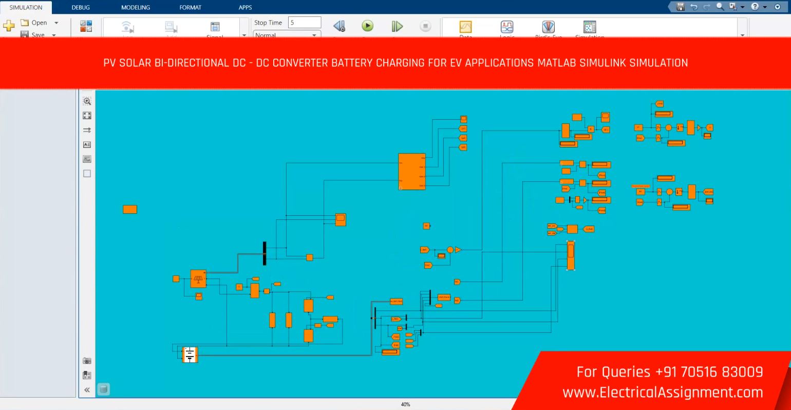 PV Solar Bi-Directional Dc - Dc Converter Battery Charging For EV Applications MATLAB Simulink Simulation simulation project image