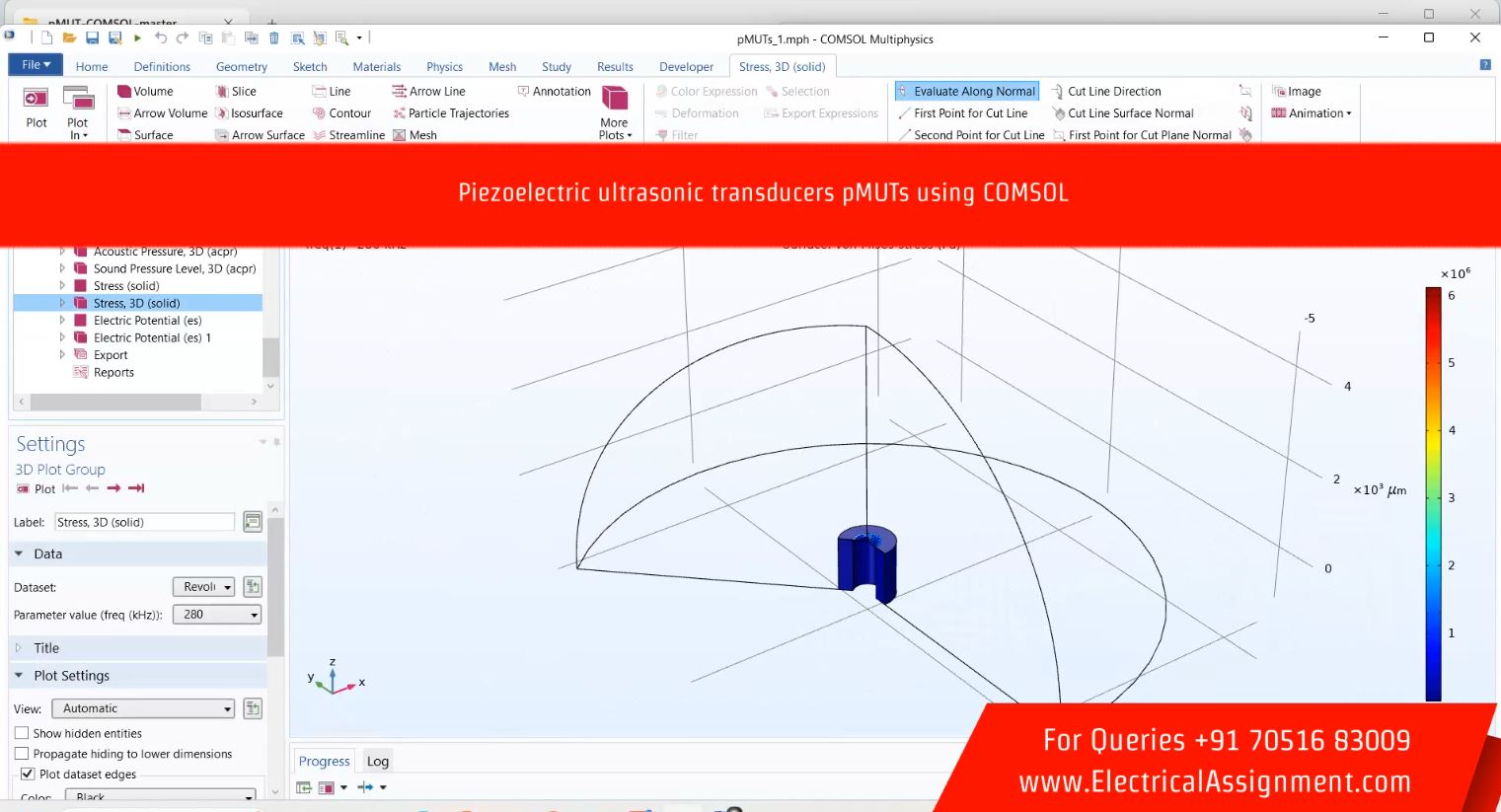 Piezoelectric ultrasonic transducers pMUTs using COMSOL simulation project image