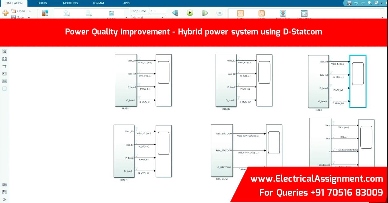 Power Quality improvement - Hybrid power system using D-Statcom simulation project image