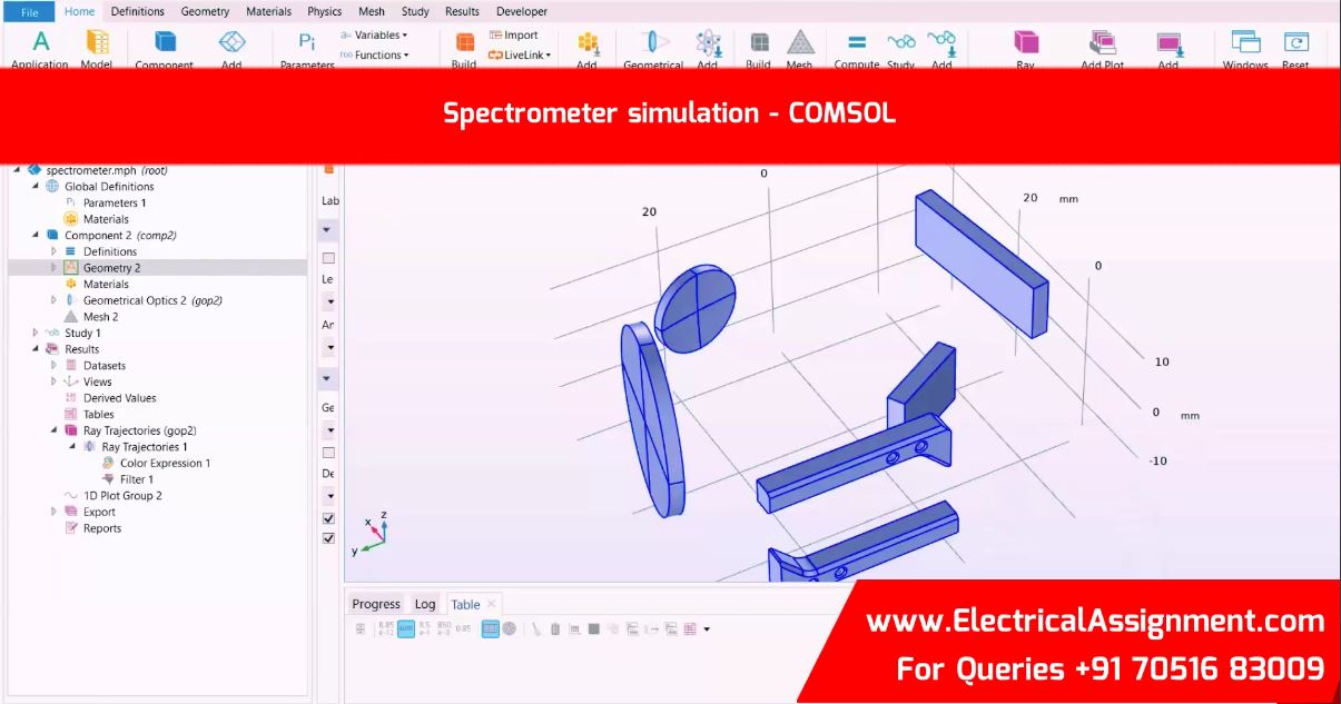 Spectrometer simulation - COMSOL simulation project image