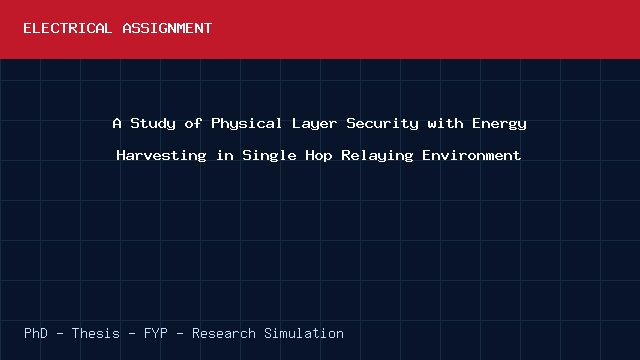 A Study of Physical Layer Security with Energy Harvesting in Single Hop Relaying Environment project video cover image A Study of Physical Layer Security with Energy Harvesting in Single Hop Relaying Environment project video cover image